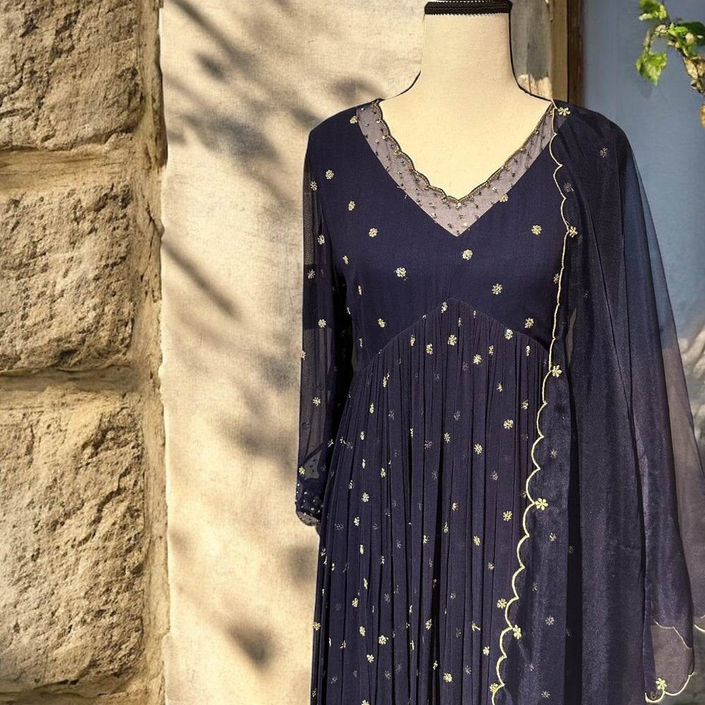 Midnight Blue Alia cut Kurta set