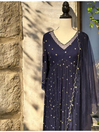 Midnight Blue Alia cut Kurta set