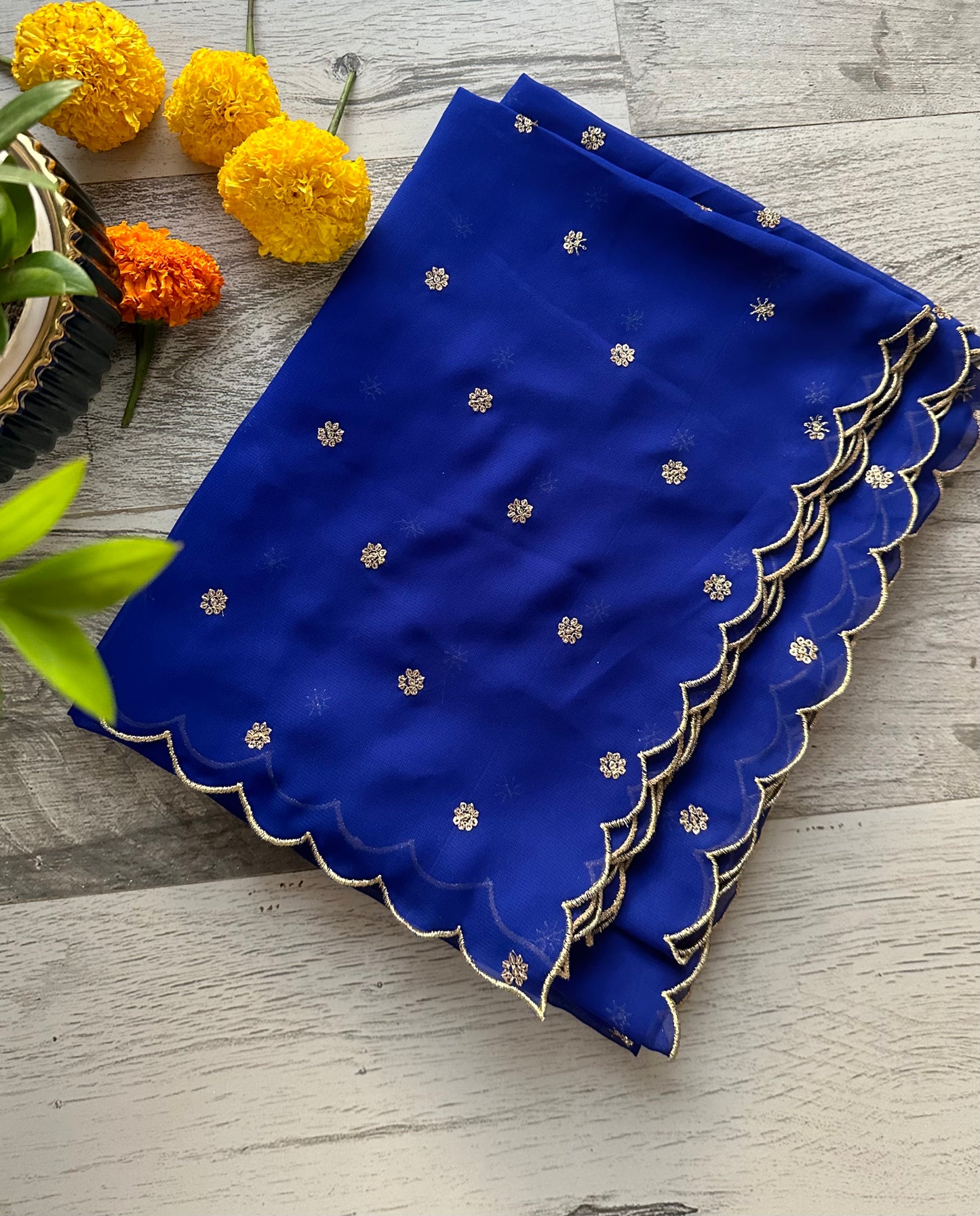 Soft Georgette Handmade scalloped Dupattas