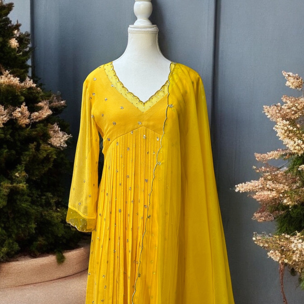 Sunset Yellow Embellished Kurta set