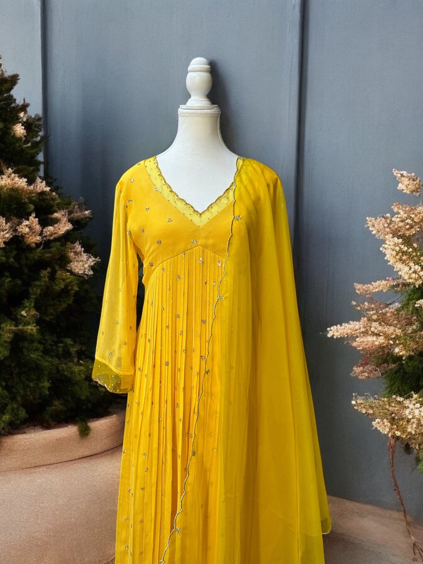 Sunset Yellow Embellished Kurta set