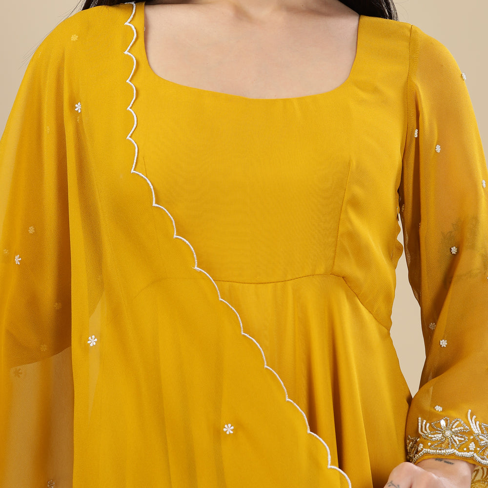 
                      
                        Sunrise Yellow Flared Kurta Set
                      
                    