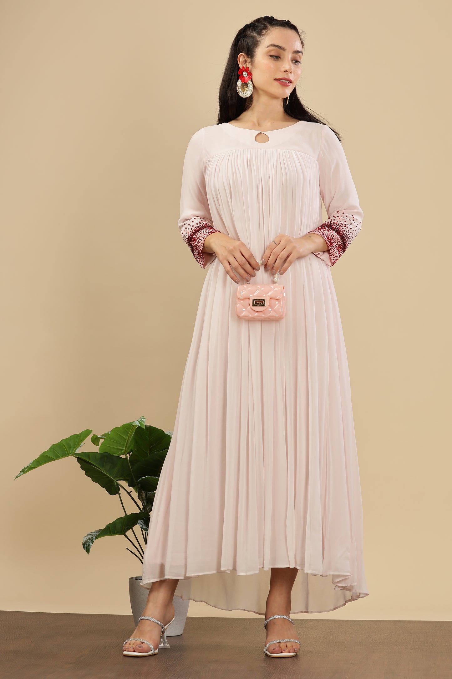 Pale Pink Redliscious Embellished Kurta