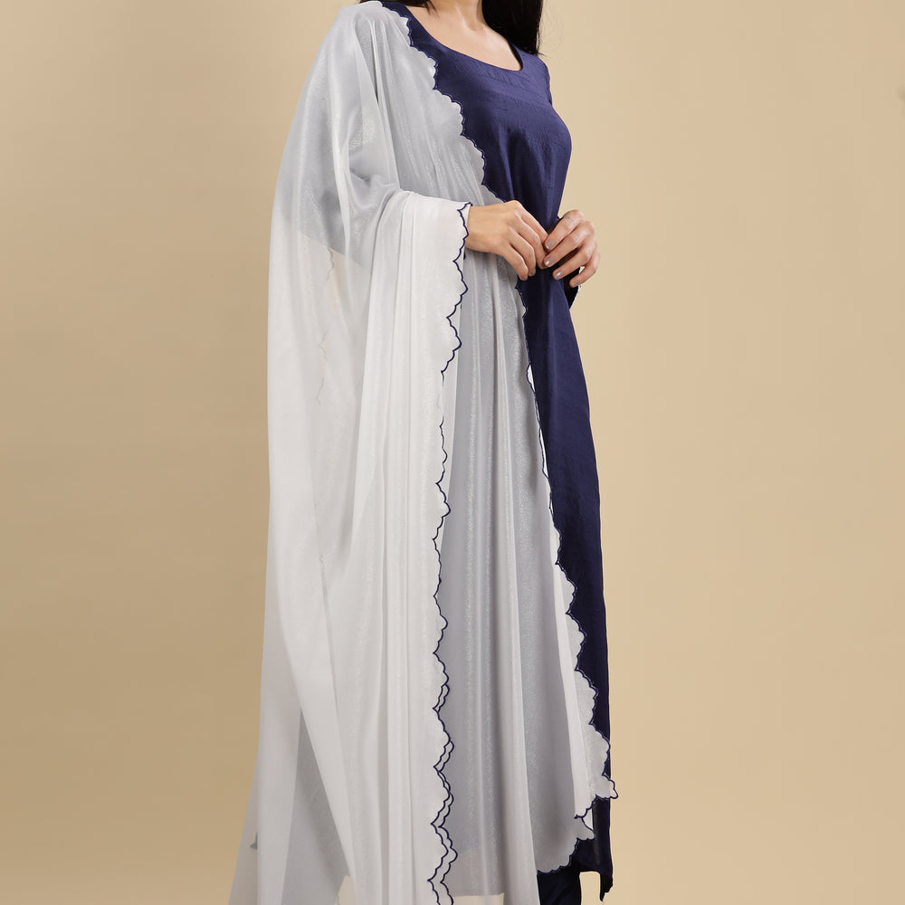 
                      
                        Midnight Blue  Mul chanderi Kurta Set
                      
                    