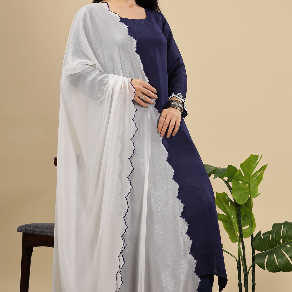 
                      
                        Midnight Blue  Mul chanderi Kurta Set
                      
                    