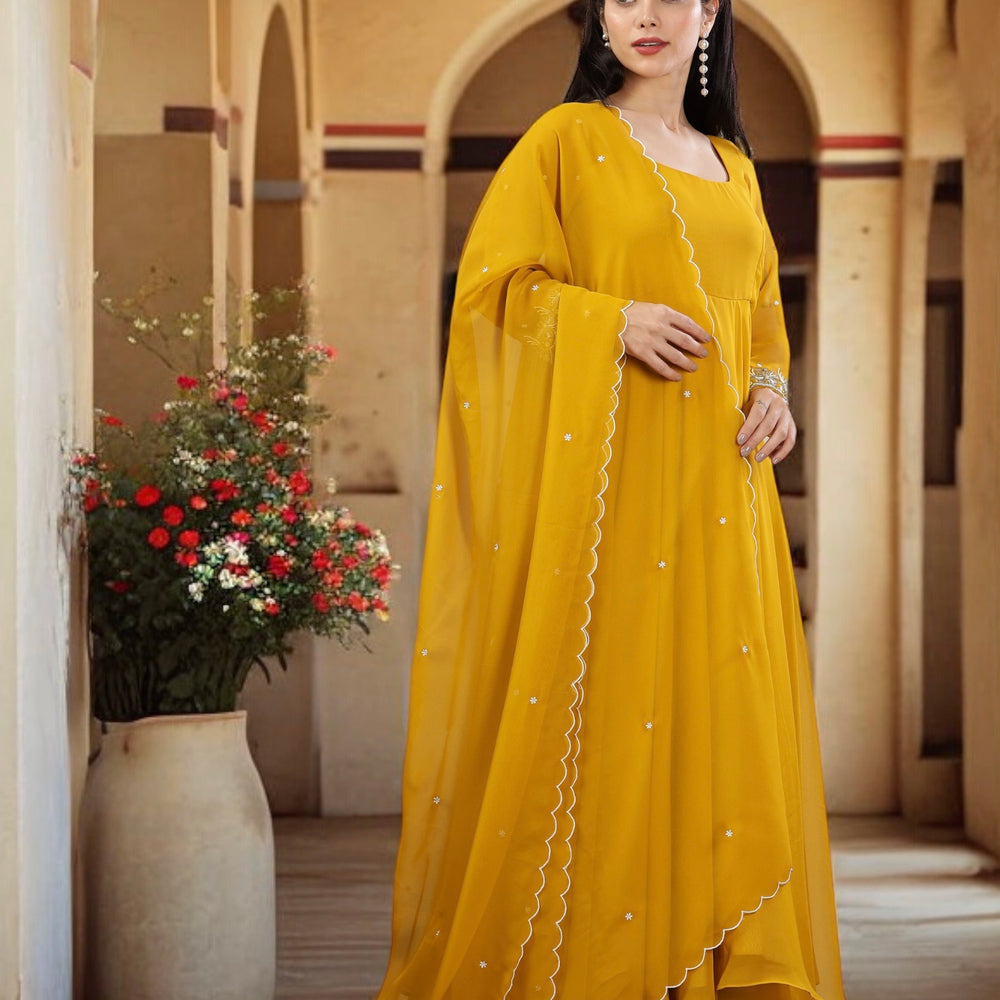 
                      
                        Sunrise Yellow Flared Kurta Set
                      
                    