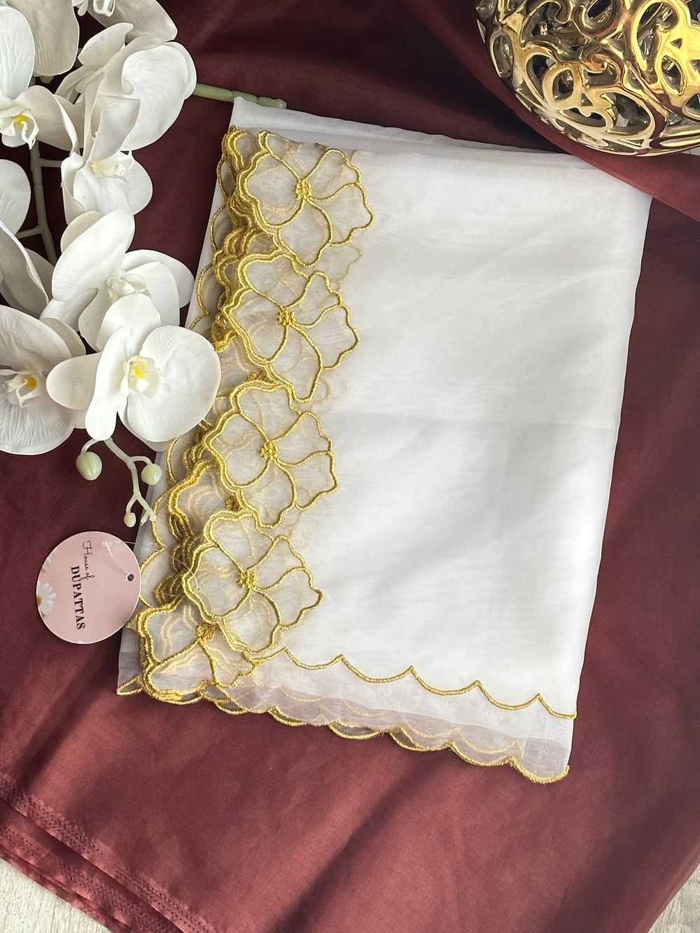 Dyeable Exotic Scalloped Dupatta