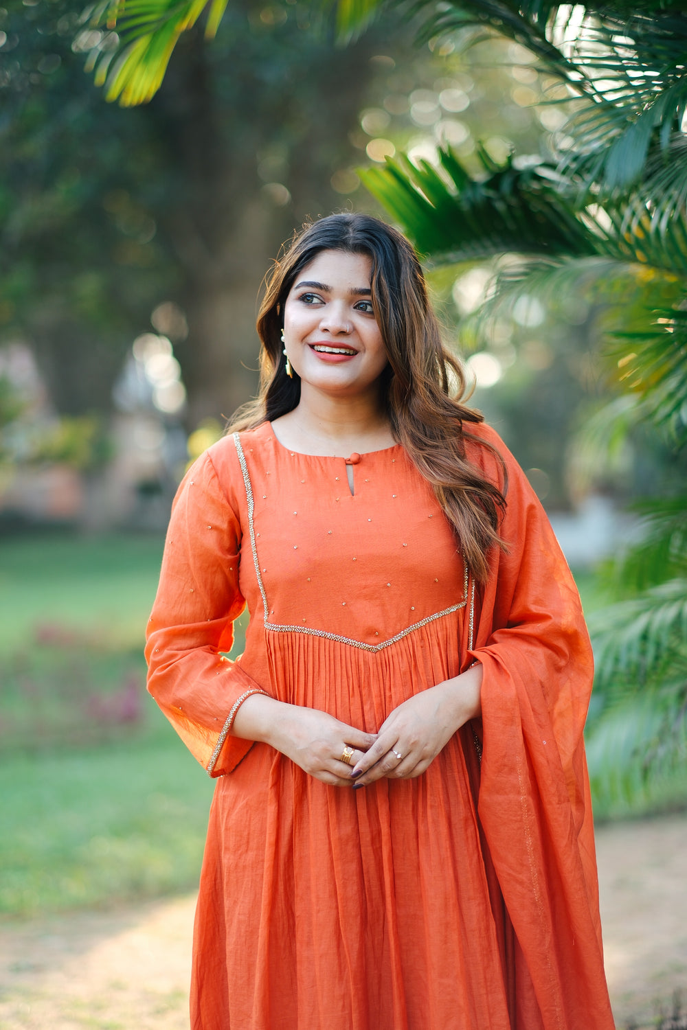 Mul Chanderi Timeless Burnt Orange Kurta Set (Luxe Pret Edition)