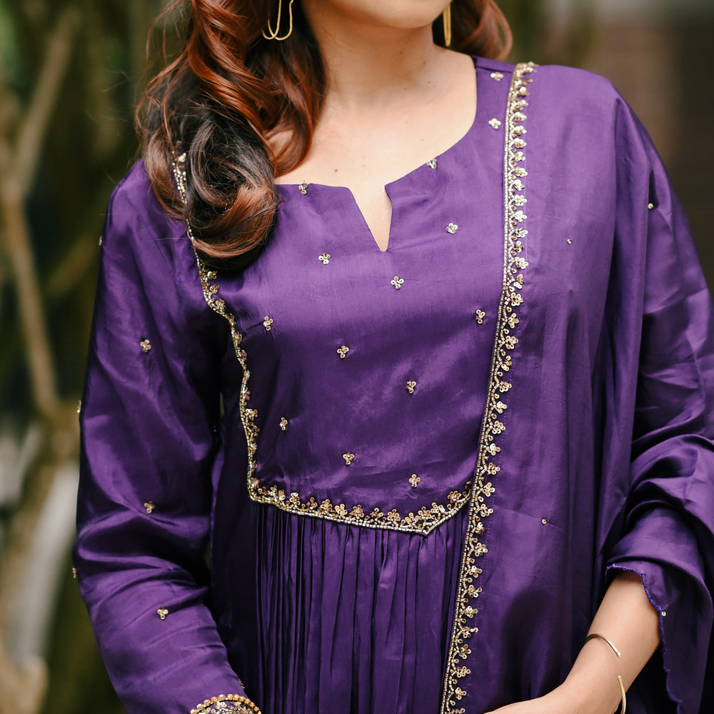 
                      
                        Deep violet Handwork Kurta Set (Riwayat’25)
                      
                    