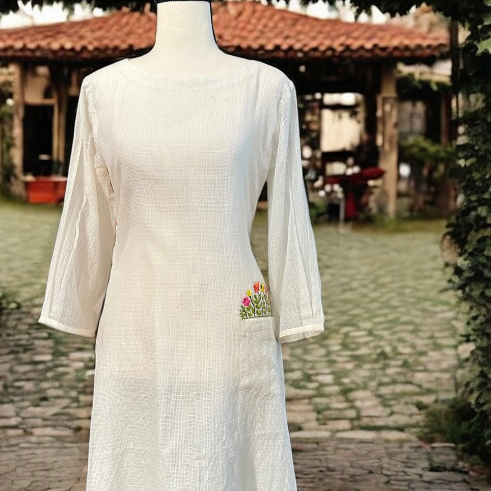 
                      
                        Cotton Kota Pocket Enchanted Kurta ( Dyeable)
                      
                    