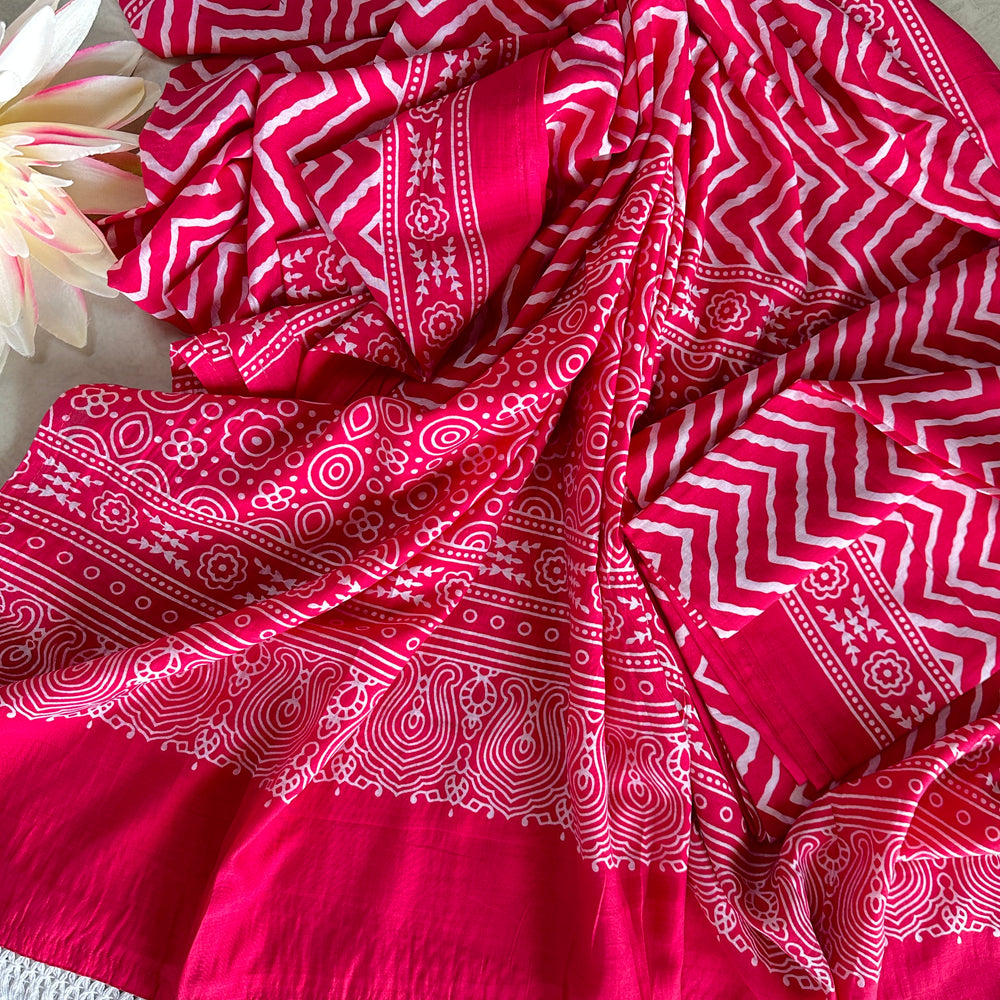 Ajrak Printed ZigZag - Design 5