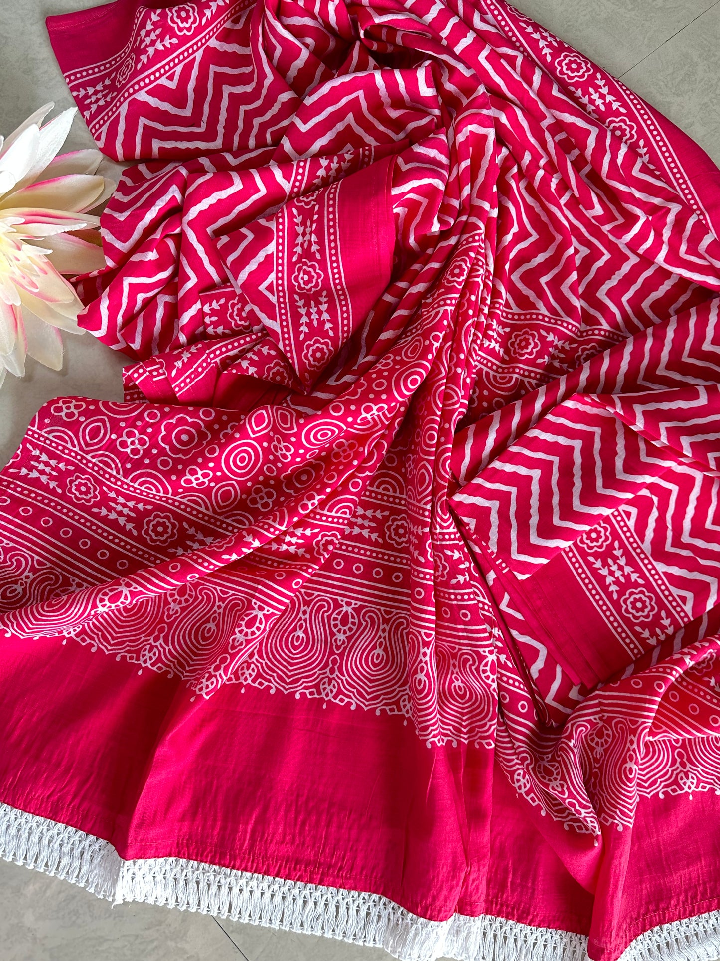 Ajrak Printed ZigZag - Design 5