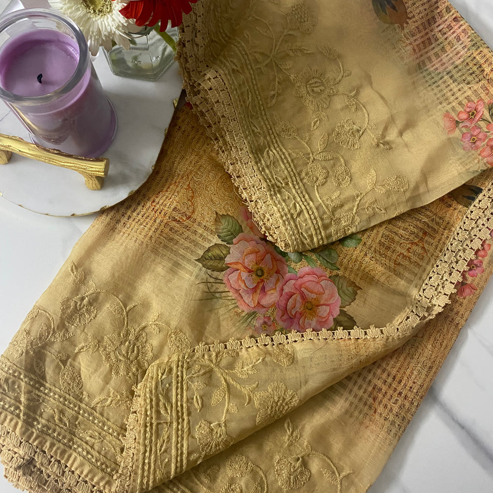 
                      
                        Floral viscose organza Dupattas
                      
                    