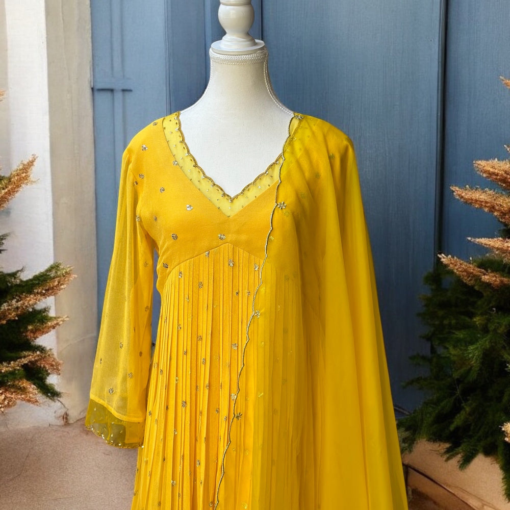 Sunset Yellow Embellished Kurta set