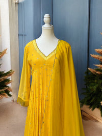 Sunset Yellow Embellished Kurta set