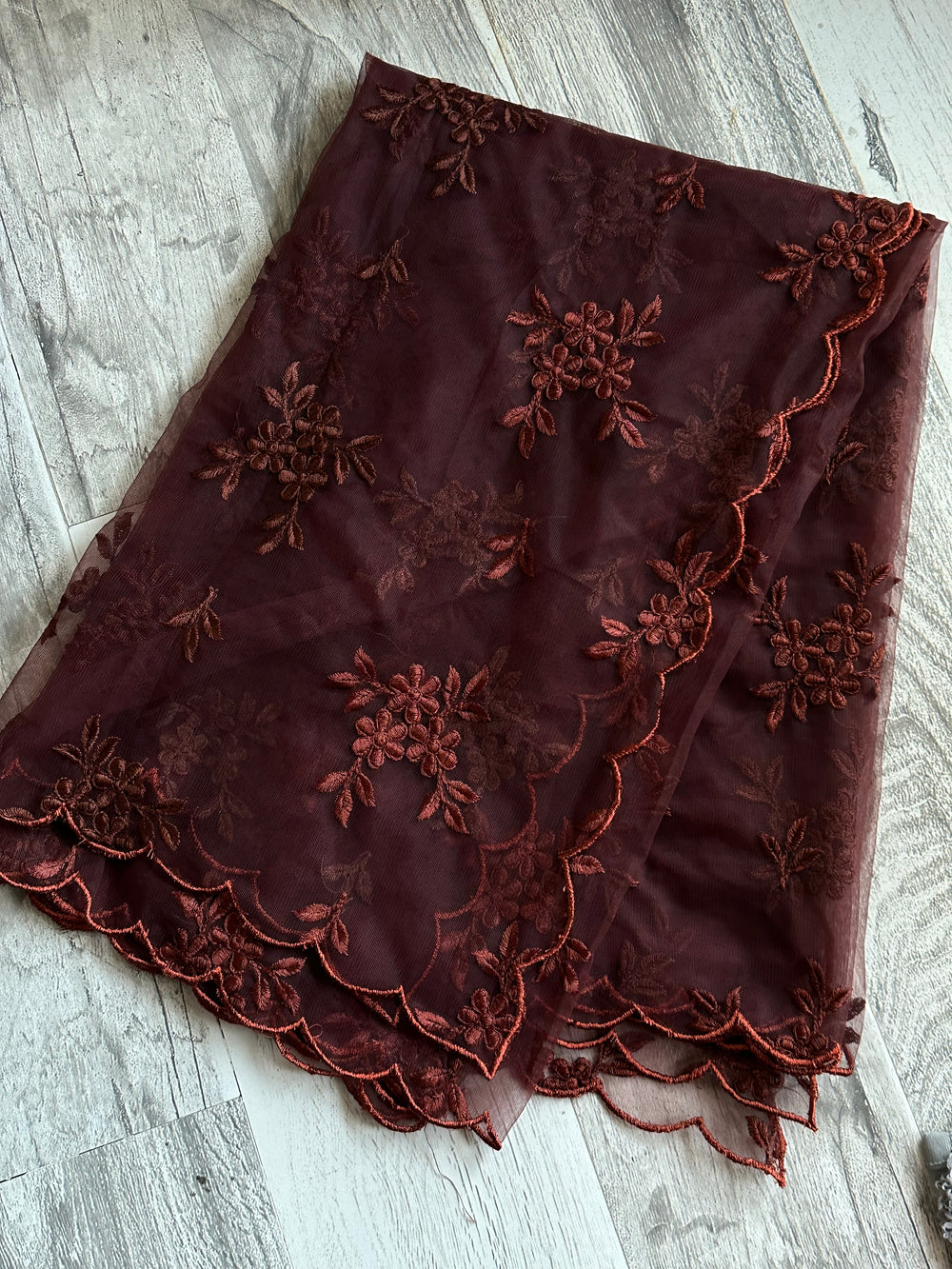 Coffee brown Scalloped net Dupatta