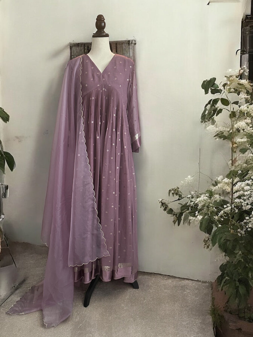 Dusty Mauve pure Georgette Kurta Set