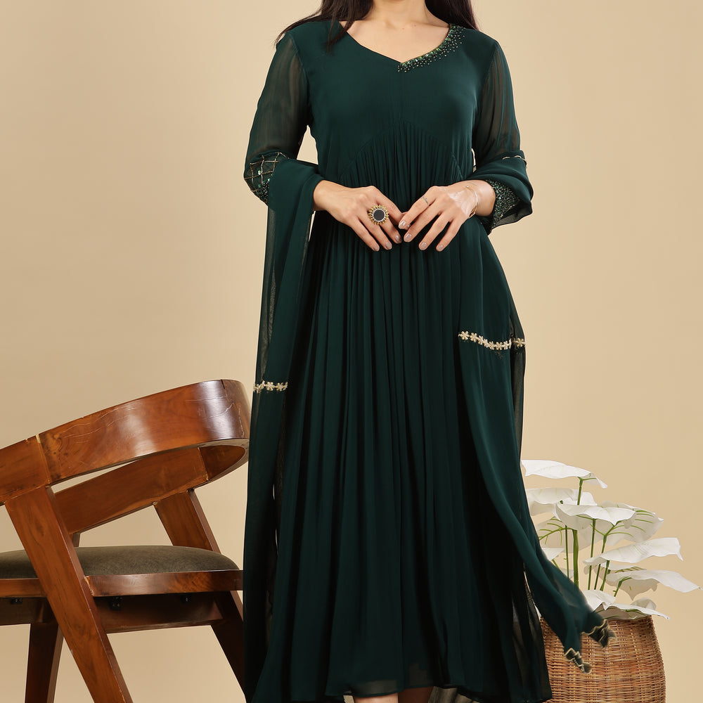 TARA’24 Teal Green Rich Detailed Kurta Set