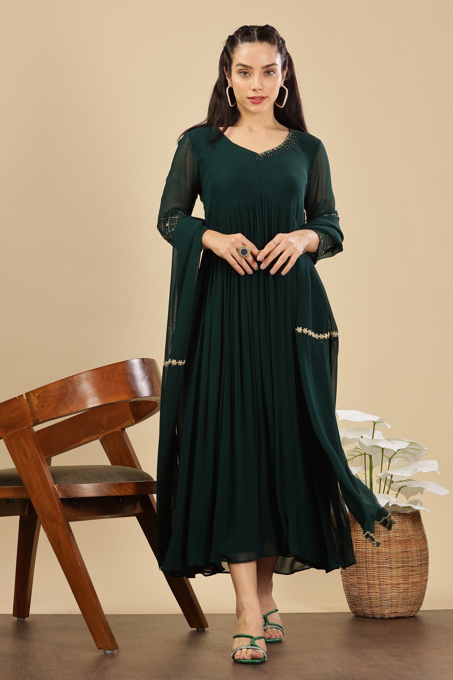 TARA’24 Teal Green Rich Detailed Kurta Set