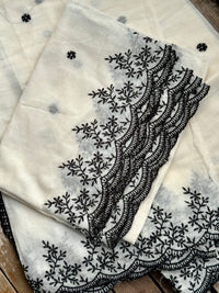 Soft Dyeable Mul cotton Heavy Black embroidered Dupatta