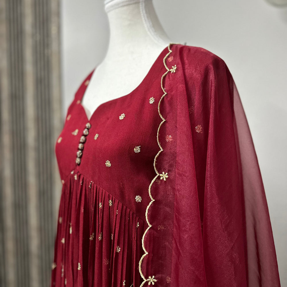 
                      
                        Maroon Embellished Kurta Set
                      
                    