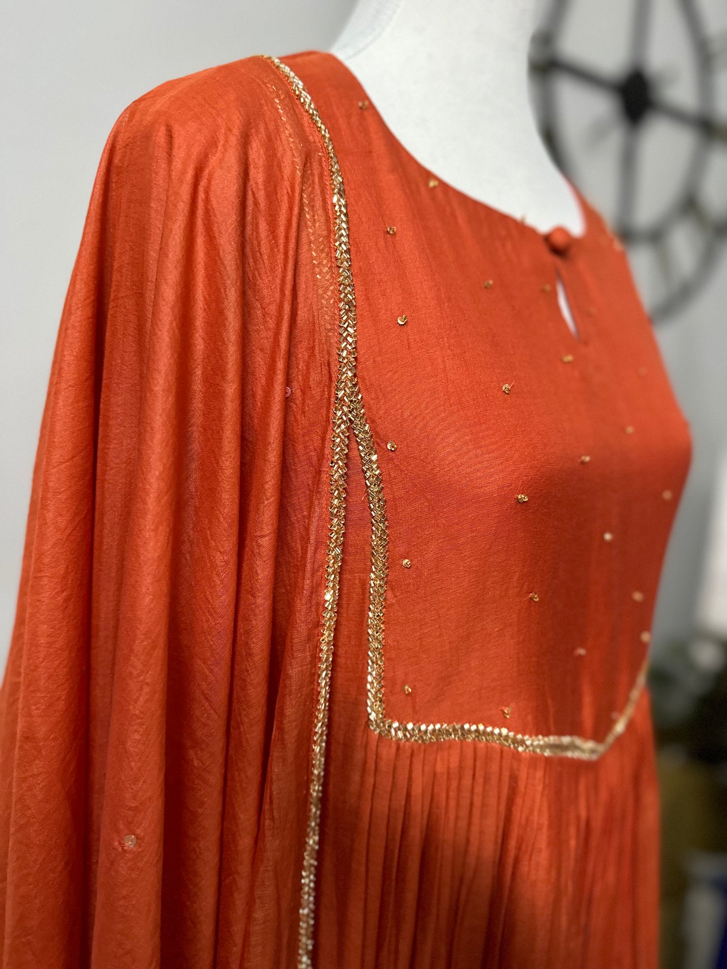 Mul Chanderi Timeless Burnt Orange Kurta Set (Luxe Pret Edition)