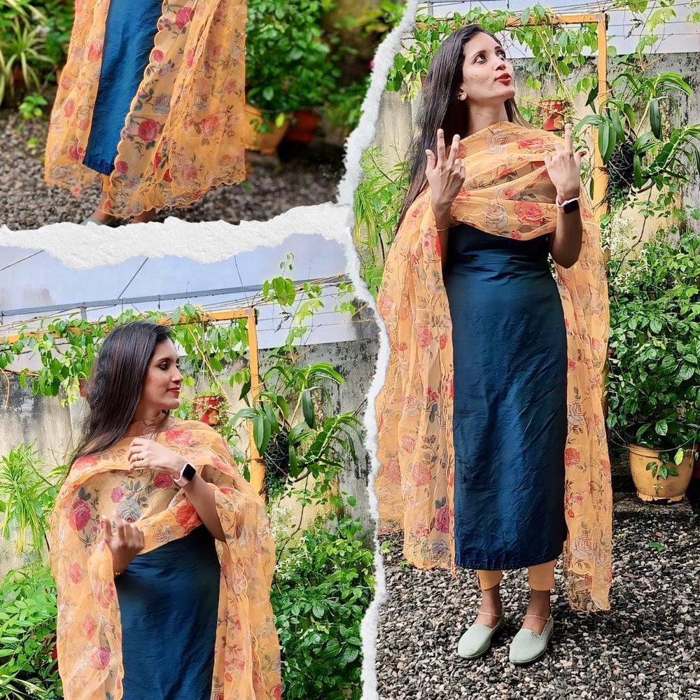 
                      
                        Floral organza Dupatta
                      
                    