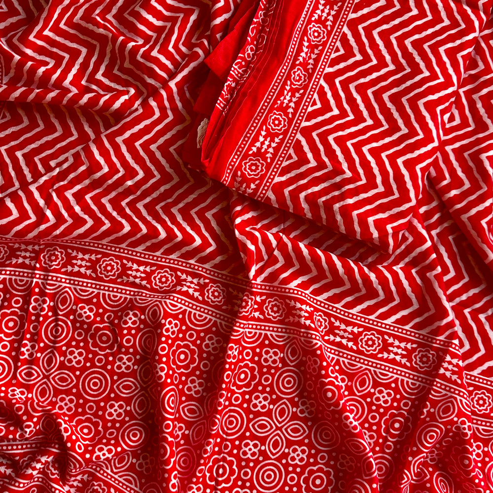 Ajrak Printed ZigZag - Design 5