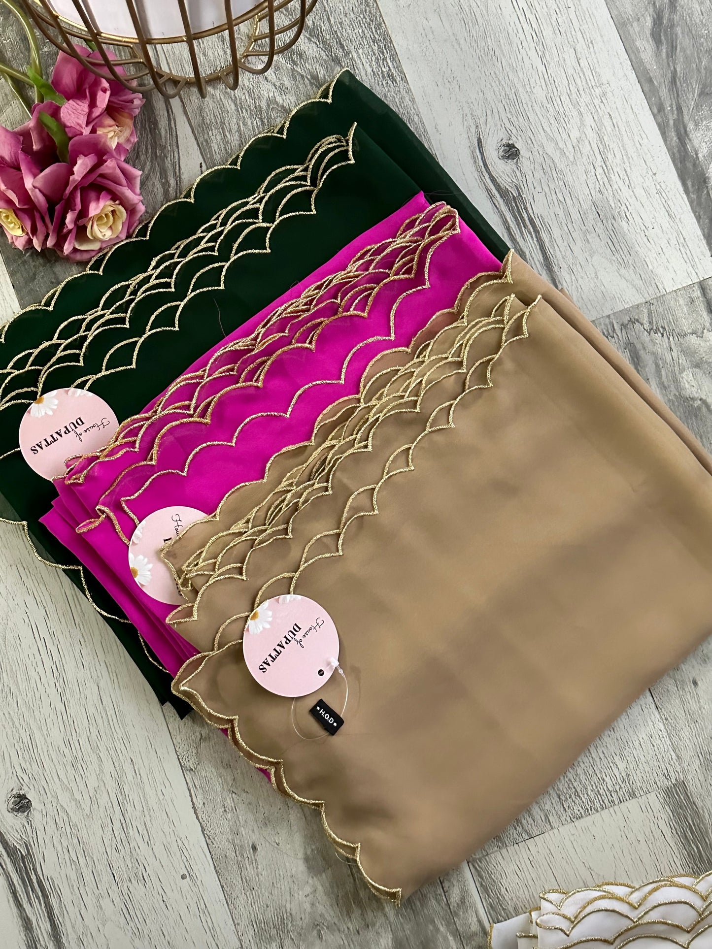 Customized Scallop Georgette Dupatta