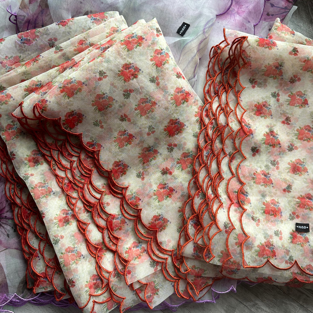 
                      
                        Berry Red/white Organza Dupattas
                      
                    