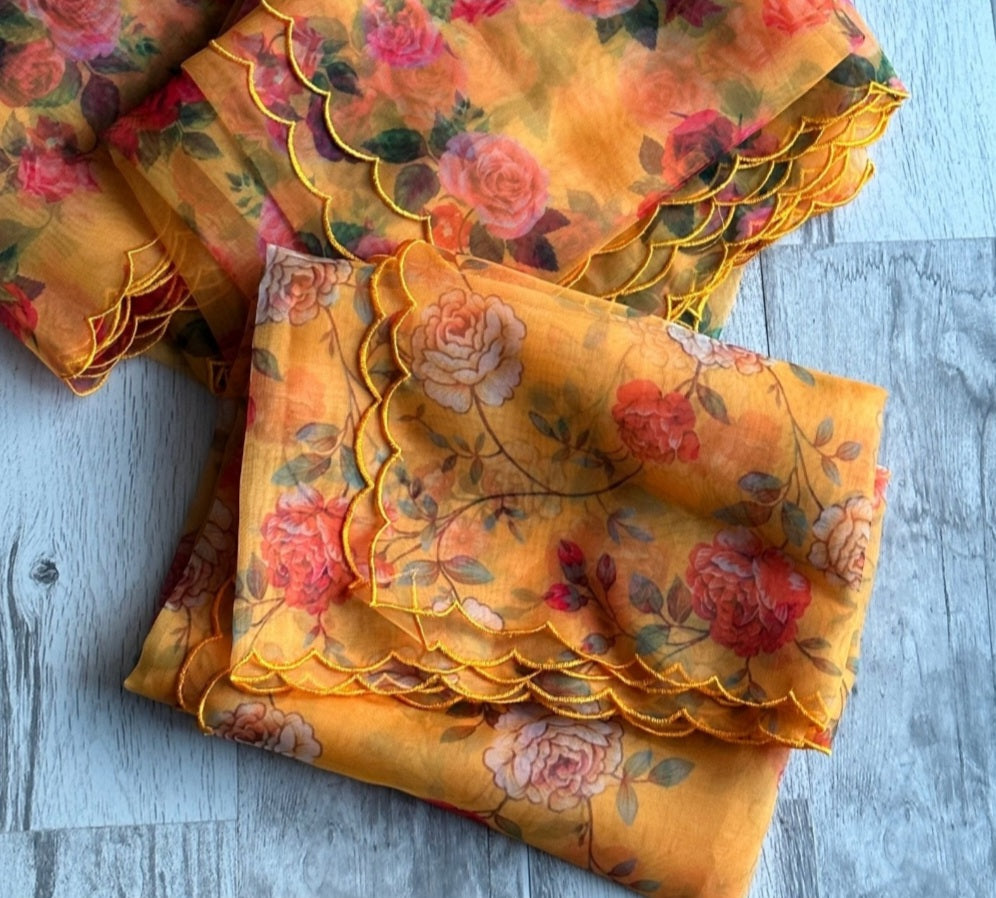 
                      
                        Floral organza Dupatta
                      
                    