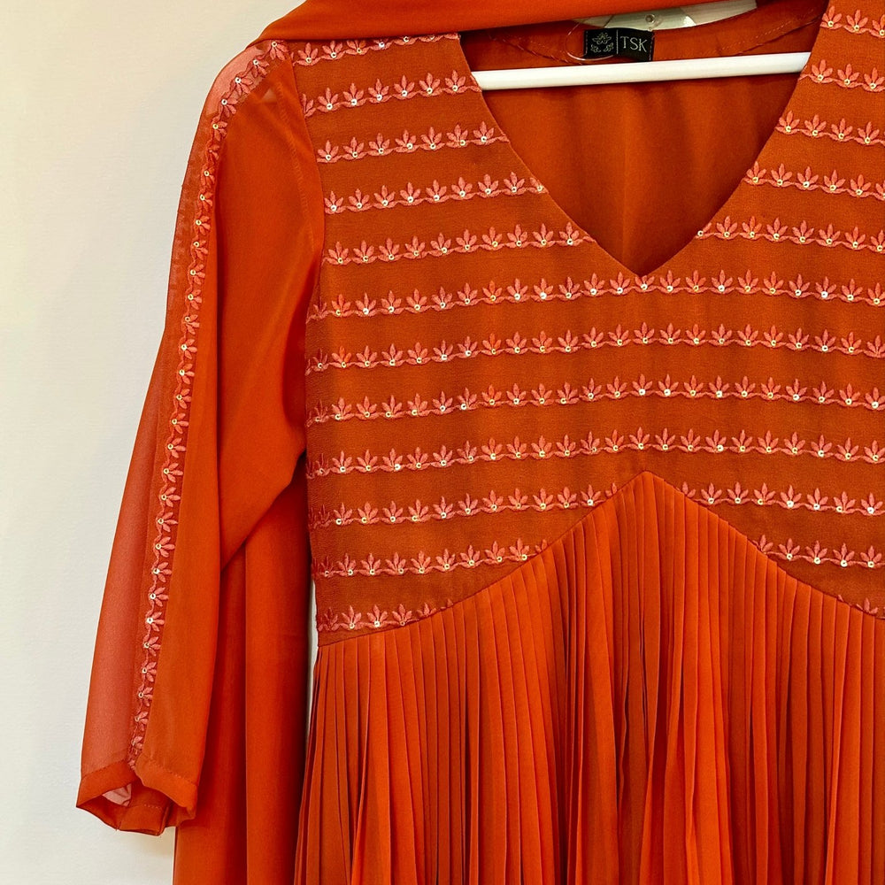 Burnt orange Kurta set - The Story Kameez