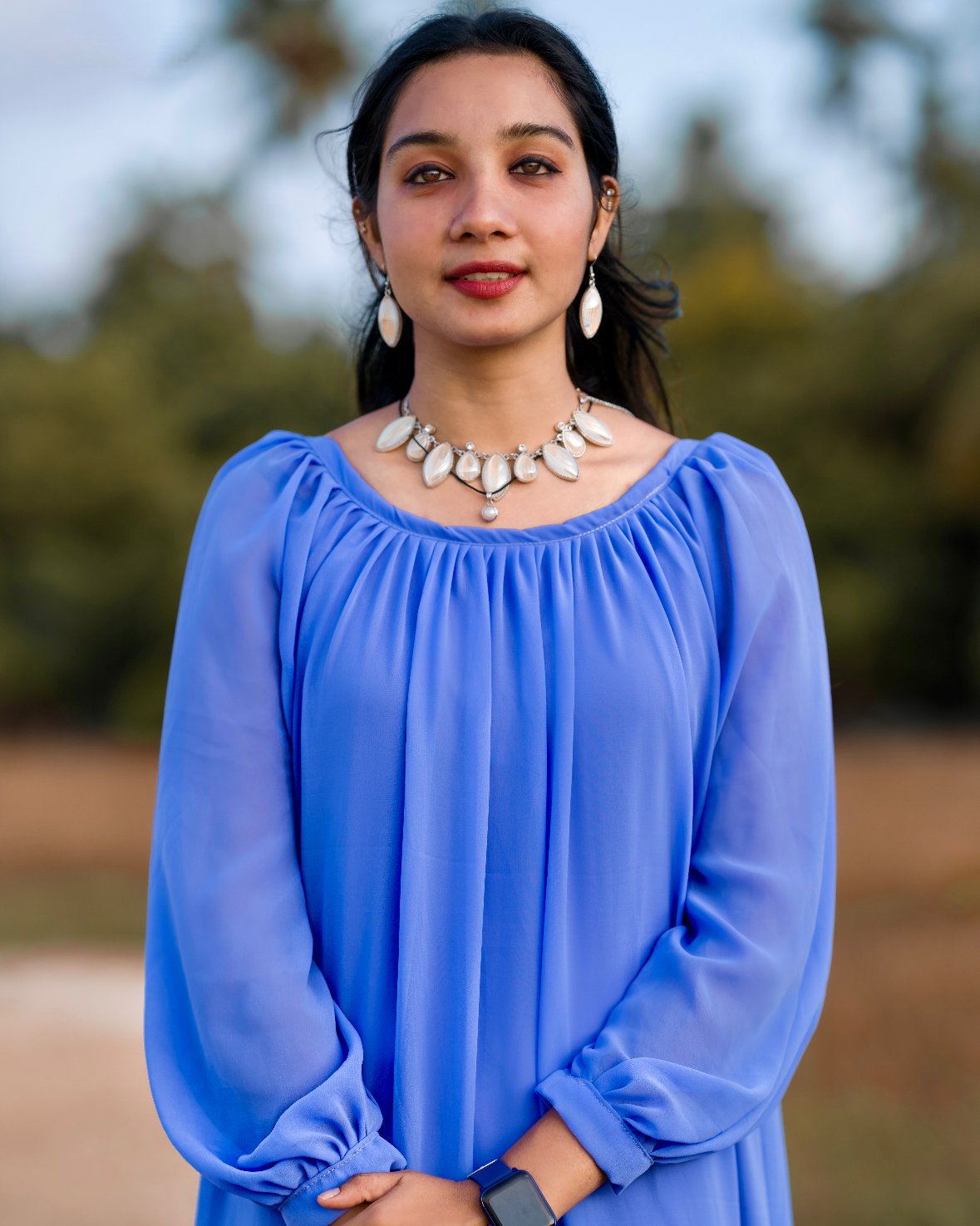 Cornflower Blue Long Dress - The Story Kameez