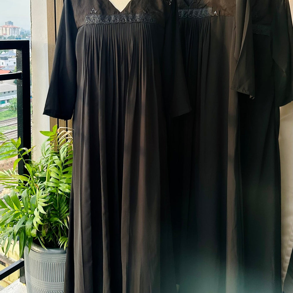 
                      
                        Deep Black Pleated kurta - The Story Kameez
                      
                    