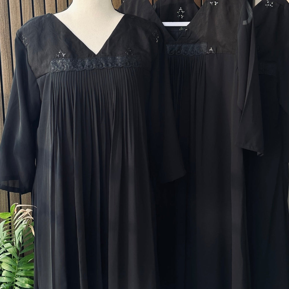 Deep Black Pleated kurta - The Story Kameez