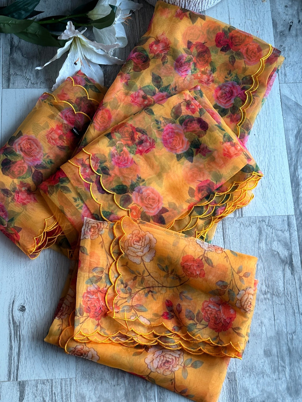 Floral organza Dupatta - The Story Kameez