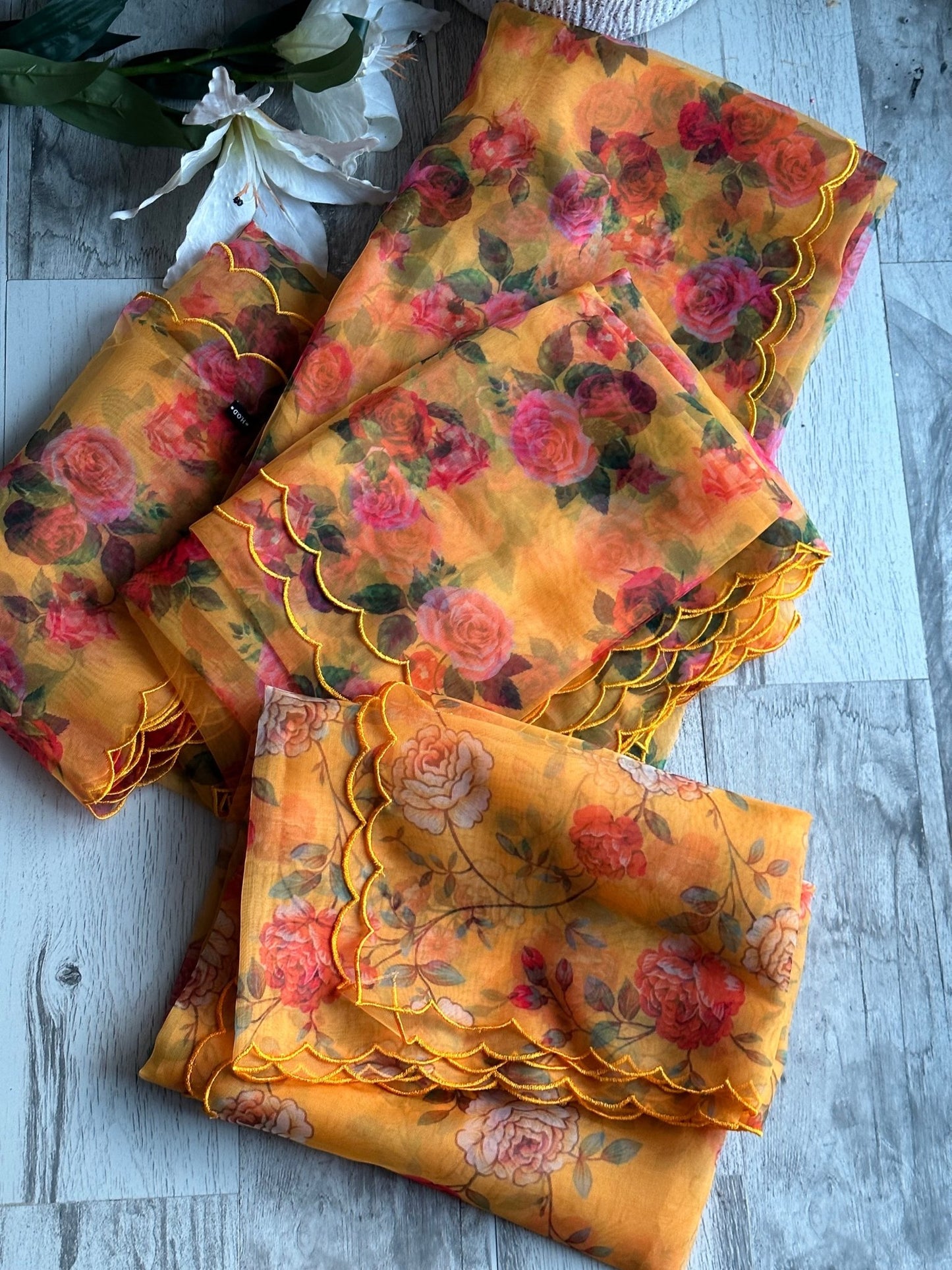 Floral organza Dupatta - The Story Kameez