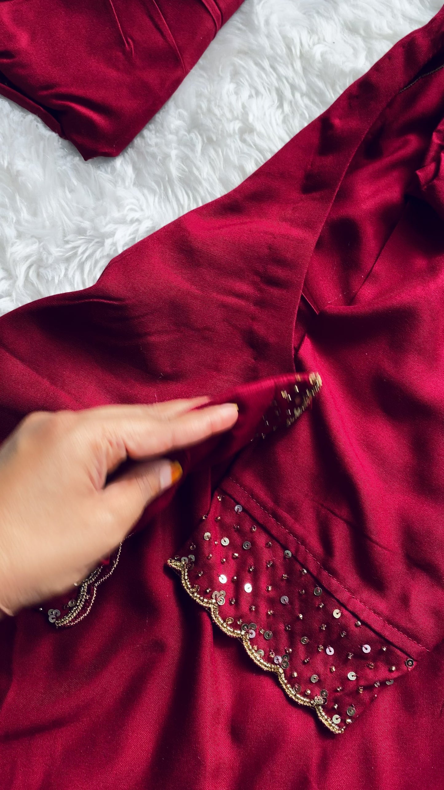 Maroon sequins embellished Kurta