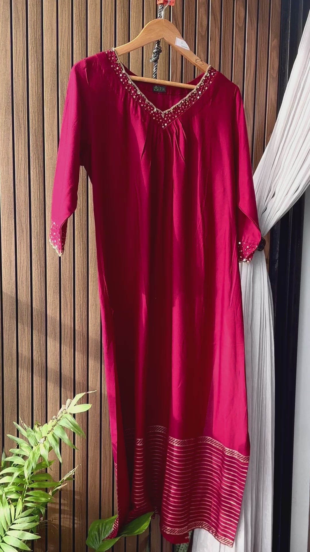 Maroon sequins embellished Kurta