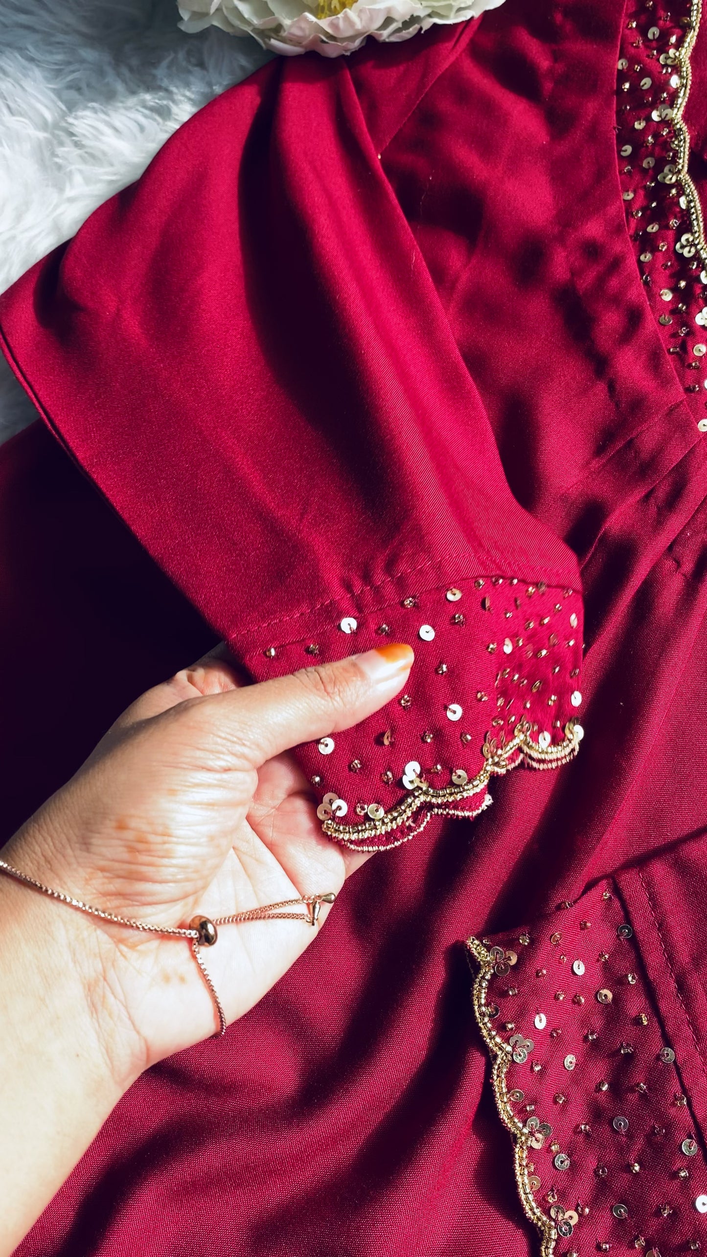 Maroon sequins embellished Kurta