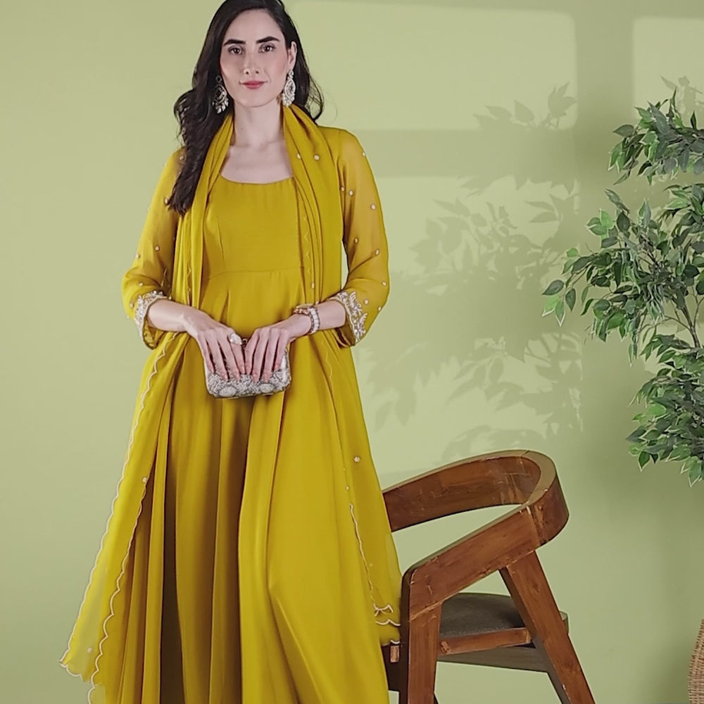 
                      
                        Load and play video in Gallery viewer, Sunrise Yellow Flared Kurta Set
                      
                    