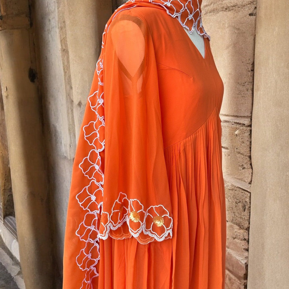 
                      
                        Tangerine exotic Embroidered Kurta set - The Story Kameez
                      
                    